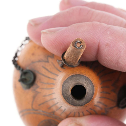 c1890 French Napoleonic Carved Gourd bottle - Estate Fresh Austin