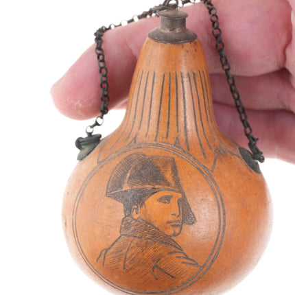 c1890 French Napoleonic Carved Gourd bottle - Estate Fresh Austin