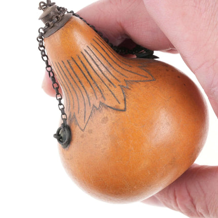 c1890 French Napoleonic Carved Gourd bottle - Estate Fresh Austin