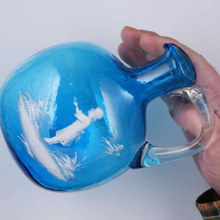 c1890 French P. Bardinet Limoges Mary Gregory Style Advertising Jug - Estate Fresh Austin