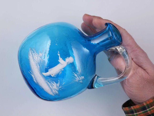 c1890 French P. Bardinet Limoges Mary Gregory Style Advertising Jug - Estate Fresh Austin