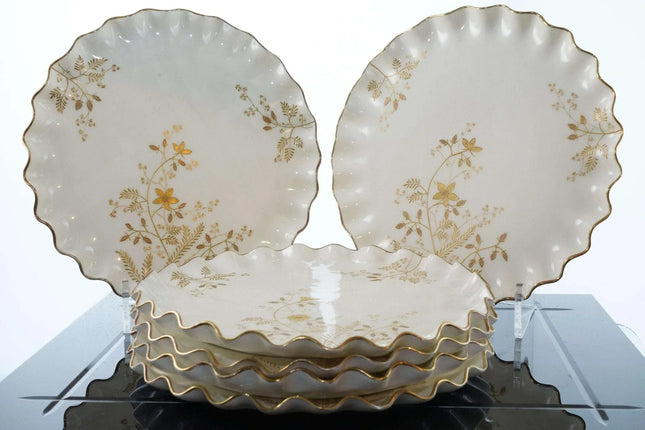 c1890 French Tressemann & Vogt Raised Gold Limoges Dinner plate set - Estate Fresh Austin