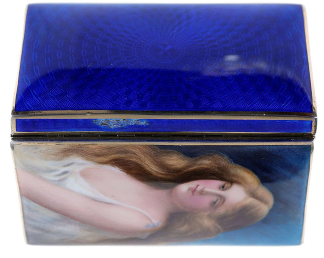 c1890 Guilloche Enamel Hand Painted Gilt 900 Silver Calling card case - Estate Fresh Austin
