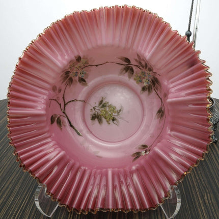 c1890 Hand Painted Cased Cranberry Brides basket with Crested Rim in Ornate Repo - Estate Fresh Austin