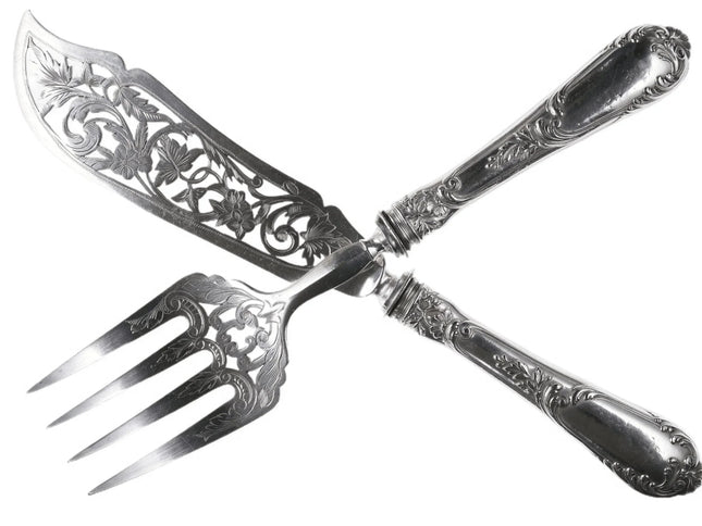 c1890 Henri Soufflot, Paris 950 silver fish set - Estate Fresh Austin