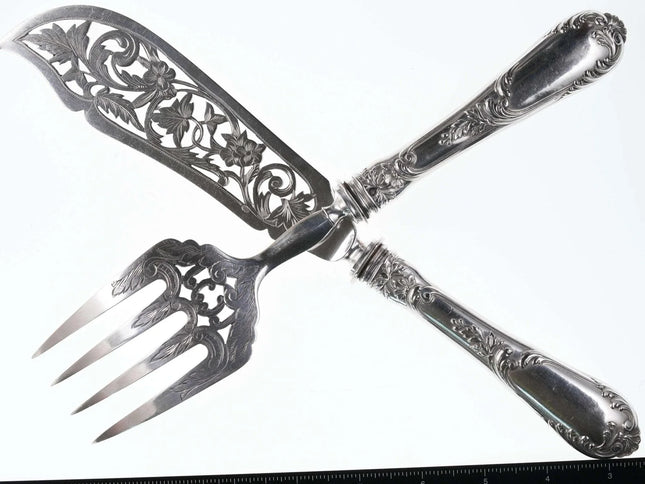 c1890 Henri Soufflot, Paris 950 silver fish set - Estate Fresh Austin