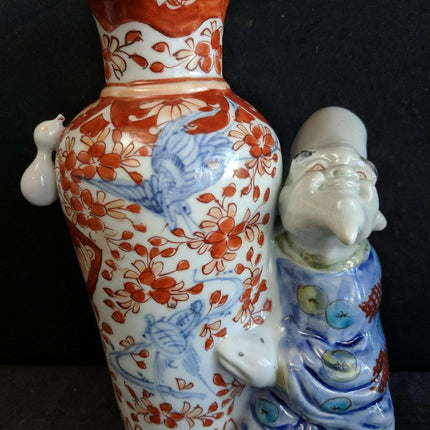 c1890 Japanese Imari Figural Fukurokuju Vase - Estate Fresh Austin