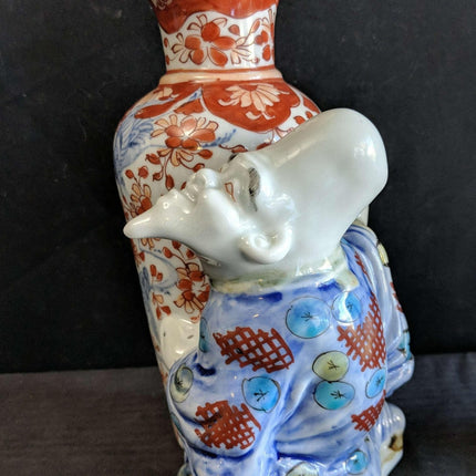 c1890 Japanese Imari Figural Fukurokuju Vase - Estate Fresh Austin