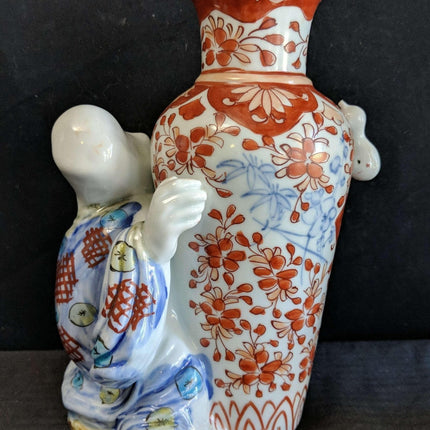 c1890 Japanese Imari Figural Fukurokuju Vase - Estate Fresh Austin