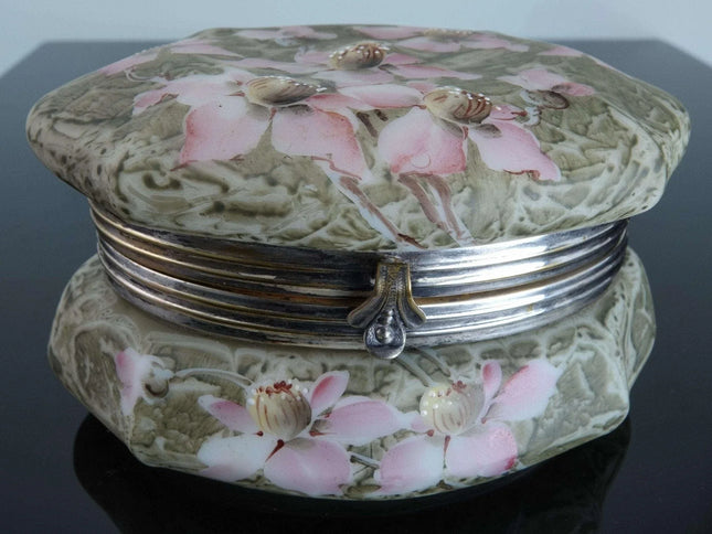 c1890 Kelva American Art Glass Hand Painted Box - Estate Fresh Austin