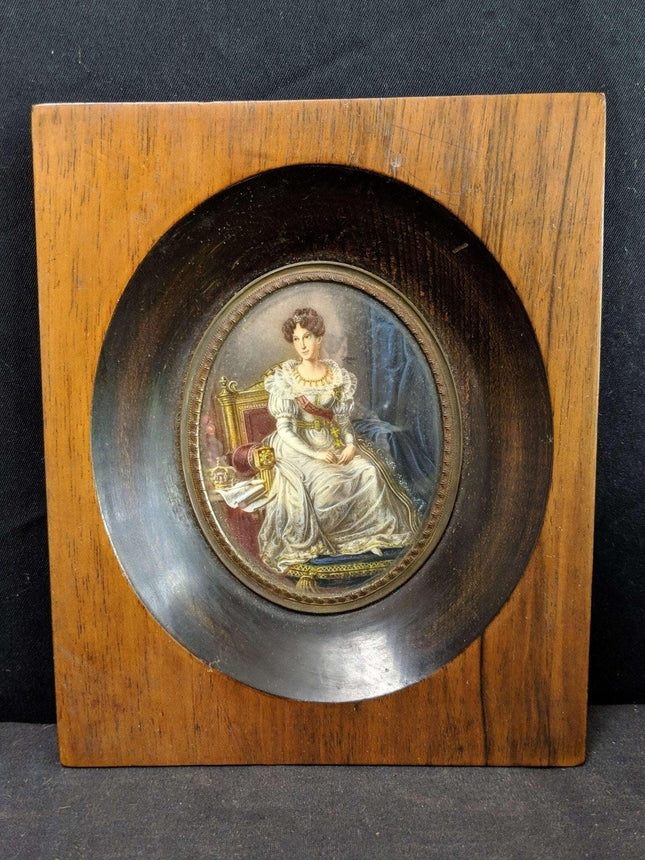 c1890 Miniature Painting in Wood Frame - Estate Fresh Austin