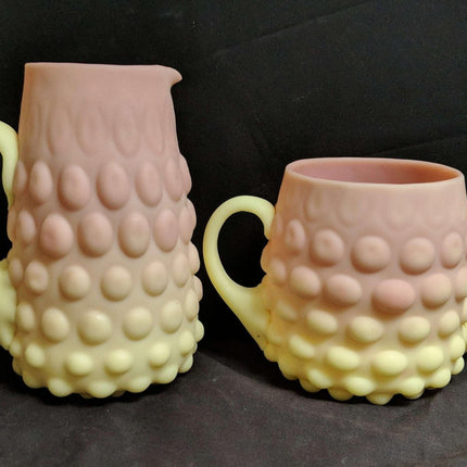 c1890 Mt Washington Burmese Hobnail Creamer and Sugar Rare and Authentic - Estate Fresh Austin