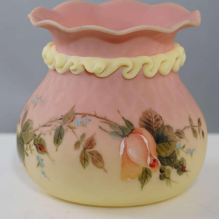 c1890 Mt Washington Burmese Thomas Hood poem vase with rigaree - Estate Fresh Austin