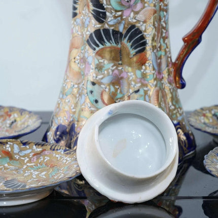 c1890 Nippon Cobalt butterfly chocolate set - Estate Fresh Austin