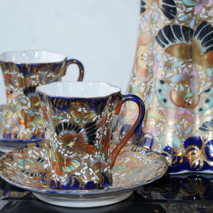 c1890 Nippon Cobalt butterfly chocolate set - Estate Fresh Austin