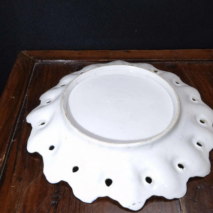 c1890 Nippon Hand Painted Serving Plate with Reticulated gold gilt Cobalt Blue R - Estate Fresh Austin