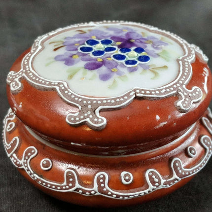 c1890 Nippon Moriage Trinket Box 2.25" wide x 1.5" tall - Estate Fresh Austin