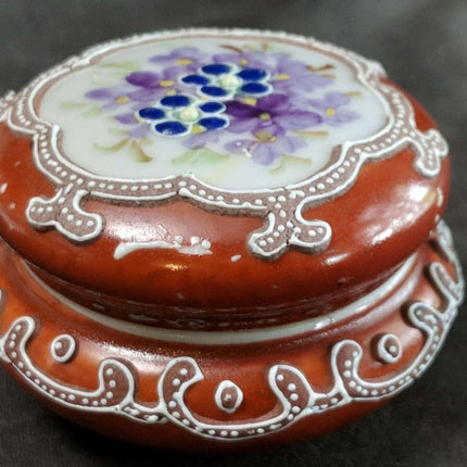 c1890 Nippon Moriage Trinket Box 2.25" wide x 1.5" tall - Estate Fresh Austin