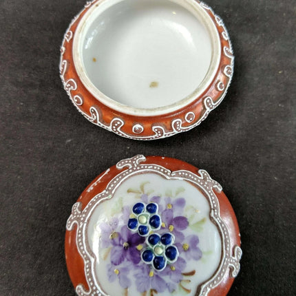 c1890 Nippon Moriage Trinket Box 2.25" wide x 1.5" tall - Estate Fresh Austin