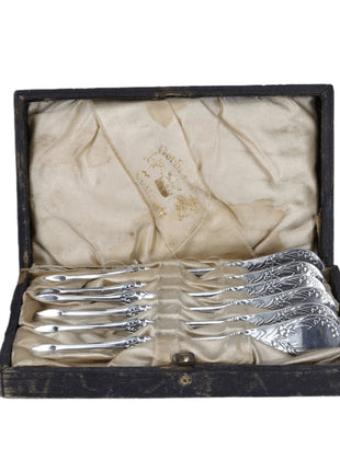 c1890 Nut Pick set in leather covered wood bad derby silver company silverplate - Estate Fresh Austin