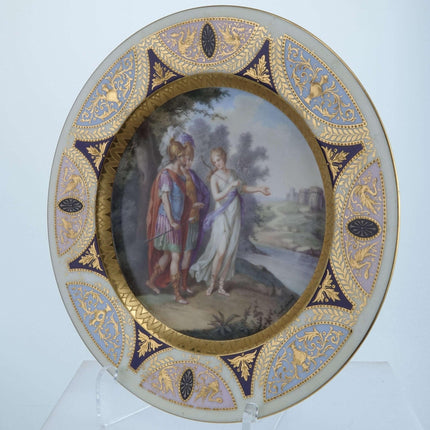 c1890 Royal Vienna Style Hand Painted Shallow Bowl with Neoclassical depicting V - Estate Fresh Austin