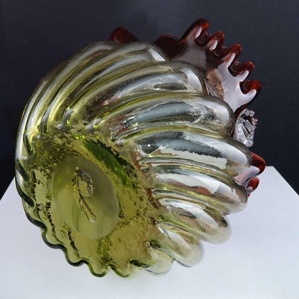 c1890 Rubina verde Twisted Thorn Handled Art Glass Basket - Estate Fresh Austin