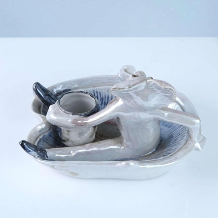 c1890 Schafer and Vater Super cool Porcelain figural match holder - Estate Fresh Austin