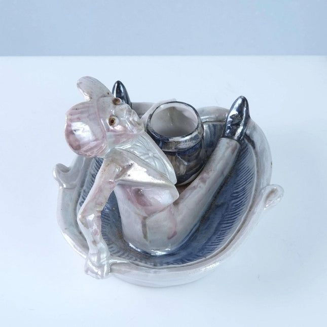 c1890 Schafer and Vater Super cool Porcelain figural match holder - Estate Fresh Austin