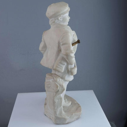 c1890 Sportsman Carved Italian Alabaster Figure by Picciole 11" tall - Estate Fresh Austin