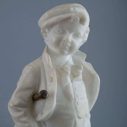 c1890 Sportsman Carved Italian Alabaster Figure by Picciole 11" tall - Estate Fresh Austin