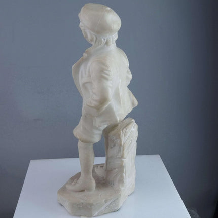 c1890 Sportsman Carved Italian Alabaster Figure by Picciole 11" tall - Estate Fresh Austin