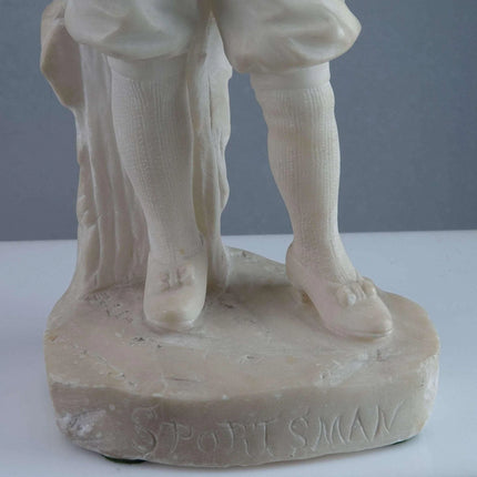 c1890 Sportsman Carved Italian Alabaster Figure by Picciole 11" tall - Estate Fresh Austin