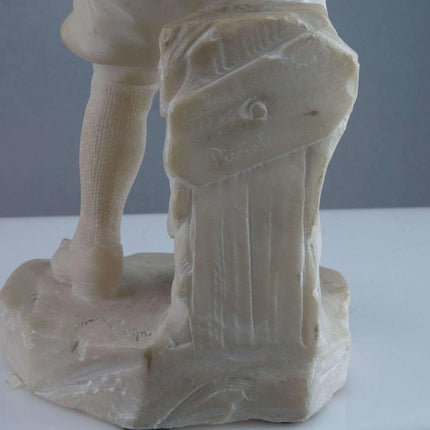 c1890 Sportsman Carved Italian Alabaster Figure by Picciole 11" tall - Estate Fresh Austin