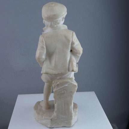 c1890 Sportsman Carved Italian Alabaster Figure by Picciole 11" tall - Estate Fresh Austin