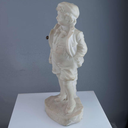 c1890 Sportsman Carved Italian Alabaster Figure by Picciole 11" tall - Estate Fresh Austin