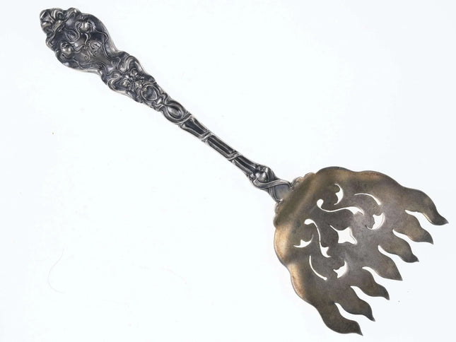 c1890 Unger Brothers Douvaine Sterling Sardine Serving Fork - Estate Fresh Austin