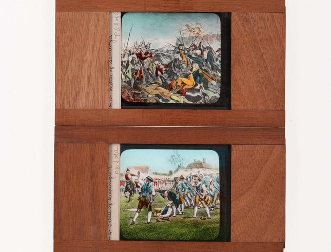 c1890 Wood Glass Magic Lantern Slides Revolutionary war "Battle of Lexington" an - Estate Fresh Austin