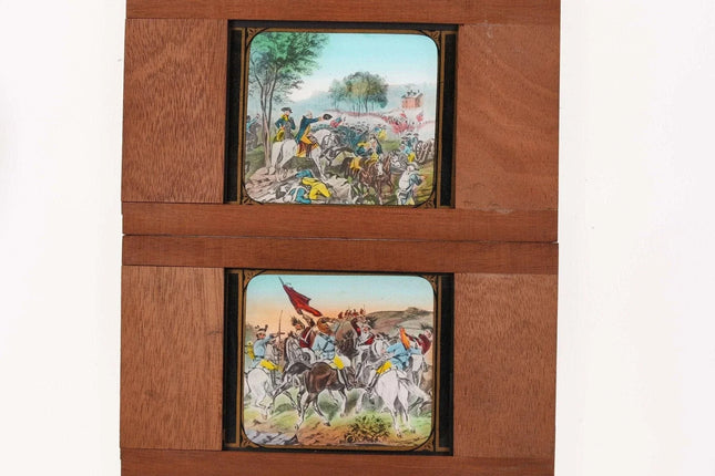 c1890 Wood Glass Magic Lantern Slides South carolina Revolutionary war Battle of - Estate Fresh Austin
