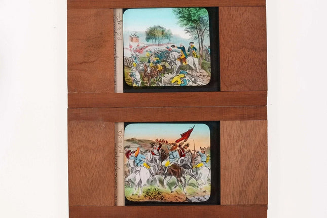 c1890 Wood Glass Magic Lantern Slides South carolina Revolutionary war Battle of - Estate Fresh Austin