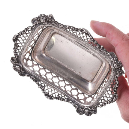 c1895 William Comyns London Sterling pierced repousse bowl - Estate Fresh Austin