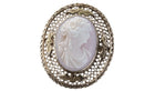 c1900 10k gold Reticulated mounted Pink Conch shell cameo brooch pin - Estate Fresh Austin