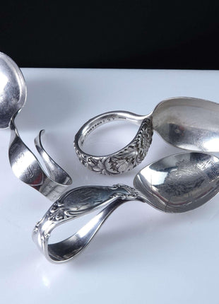 c1900 - 1930 Sterling Silver Baby Spoons S Kirk Repousse Little Miss Muffett and S - Estate Fresh Austin