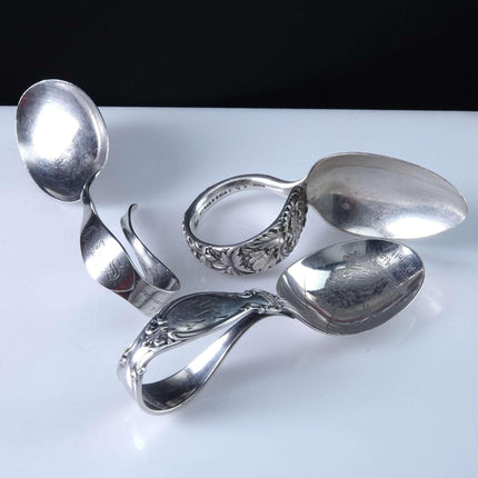 c1900 - 1930 Sterling Silver Baby Spoons S Kirk Repousse Little Miss Muffett and S - Estate Fresh Austin