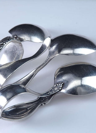 c1900 - 1930 Sterling Silver Baby Spoons S Kirk Repousse Little Miss Muffett and S - Estate Fresh Austin