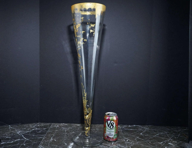 c1900 23.75" Palatial Moser gold decorated vase - Estate Fresh Austin