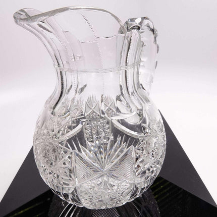 c1900 American Brilliant Period Cut Glass Bulbous Pitcher 7.5" - Estate Fresh Austin