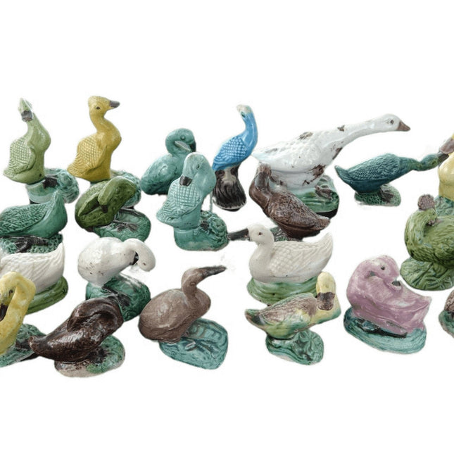 c1900 Antique Chinese Miniature Animals Lot of 21 Ducks, swans, Geese, Chickens - Estate Fresh Austin