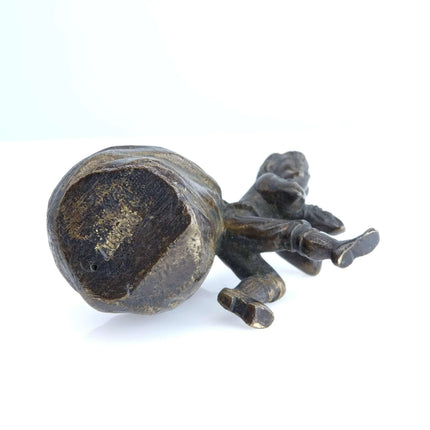 c1900 Austrian bronze Figural Toothpick/Match holder Boy carrying bag - Estate Fresh Austin
