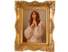 C1900 Berlin Porcelain Plaque After Henry Ryland Young Woman praying Rosary - Estate Fresh Austin