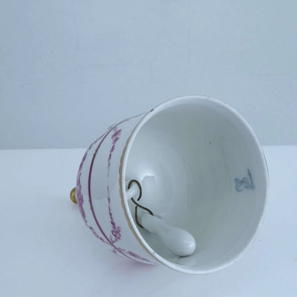 c1900 Carl Thieme Dresden Porcelain Dinner Bell with Hand Painted Puce Decoratio - Estate Fresh Austin